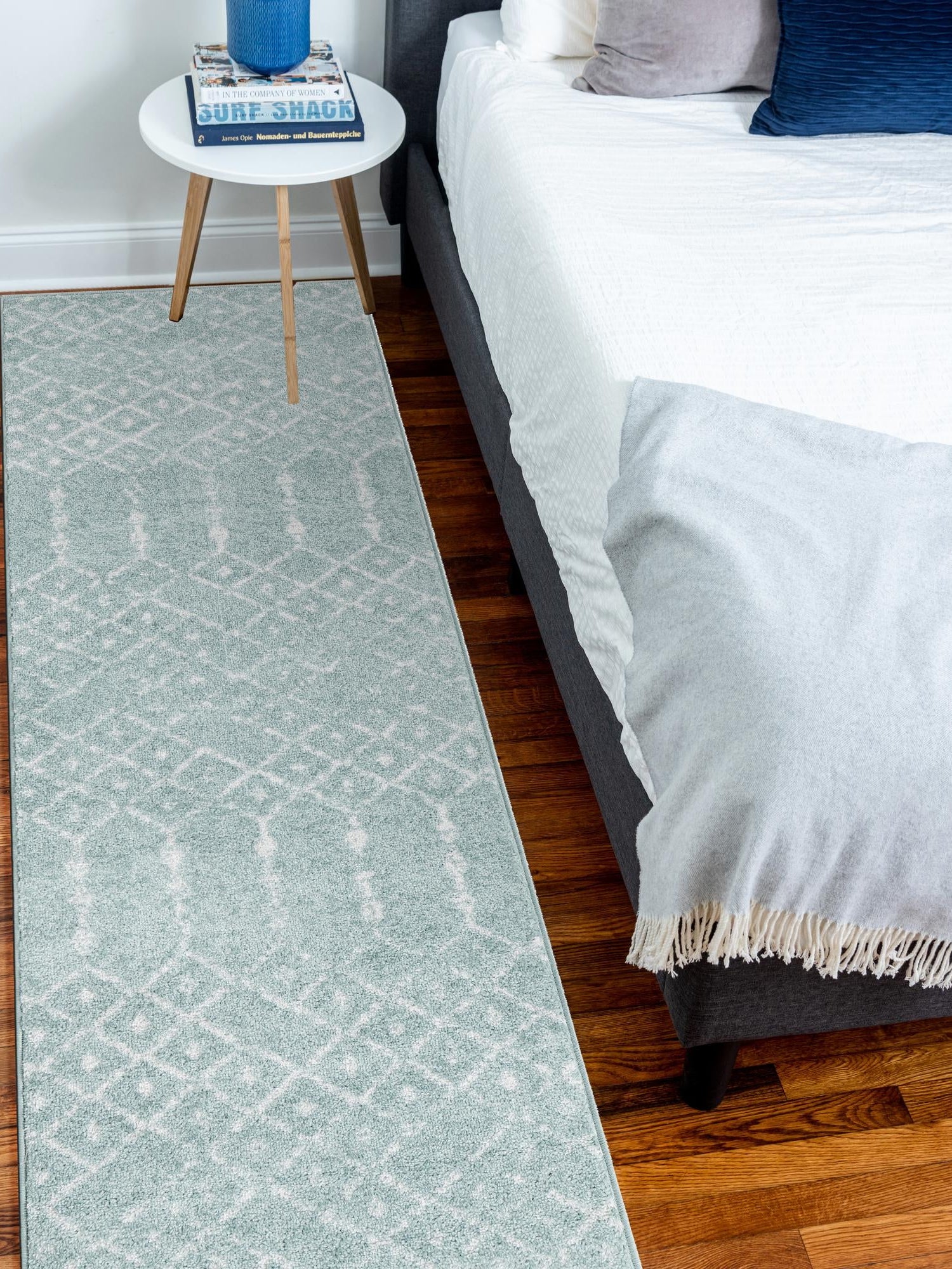 Aqua 2' 11 x 16' Paxon Trellis Runner Area Rug Geometric Durable Stain Resistant Easy Clean Carpet for Modern Interior Home Decor for Sale at Rug Engine