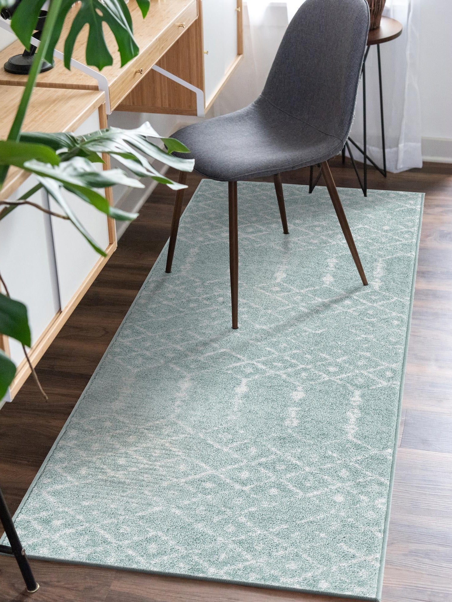 Aqua 2' 11 x 13' Paxon Trellis Runner Area Rug Geometric Durable Stain Resistant Easy Clean Carpet for Modern Interior Home Decor for Sale at Rug Engine