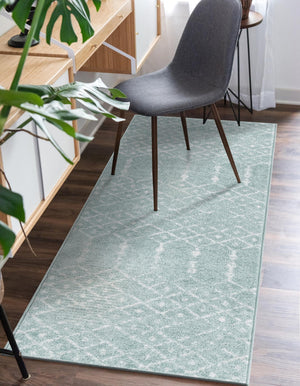 Aqua 2' x 6' Paxon Trellis Runner Area Rug Geometric Durable Stain Resistant Easy Clean Carpet for Modern Interior Home Decor for Sale at Rug Engine