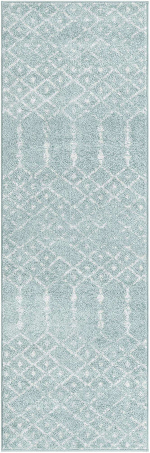 Aqua 2' x 6' Paxon Trellis Runner Area Rug Geometric Durable Stain Resistant Easy Clean Carpet for Modern Interior Home Decor for Sale at Rug Engine