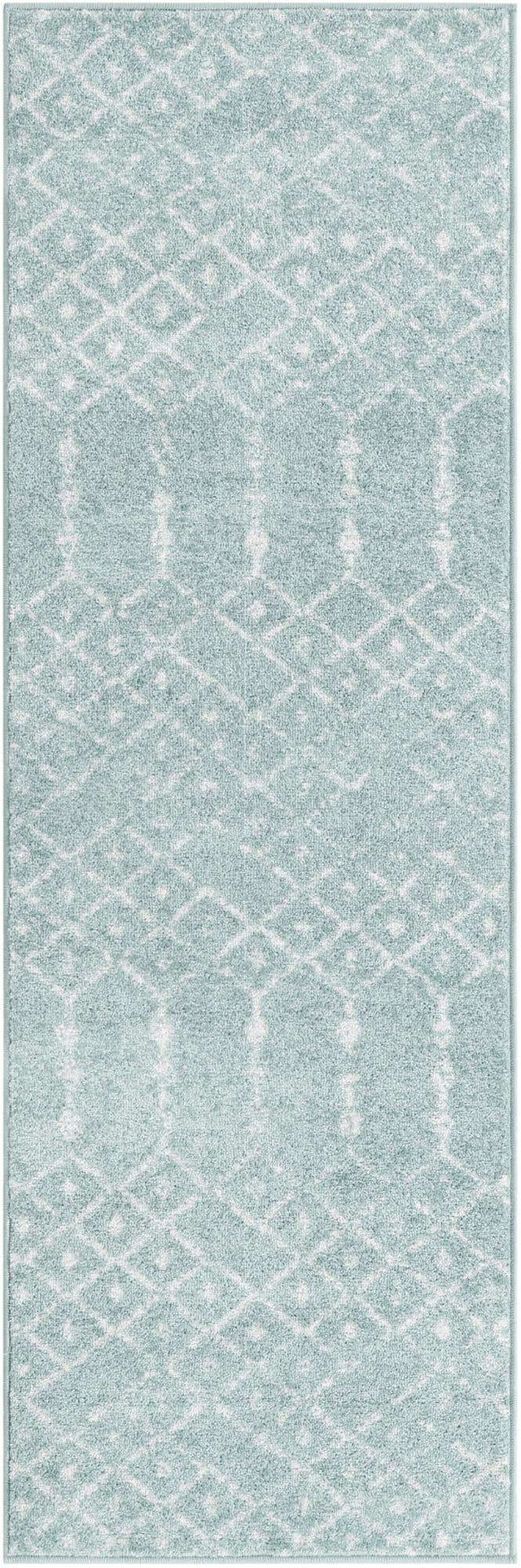 Aqua 2' x 6' Paxon Trellis Runner Area Rug Geometric Durable Stain Resistant Easy Clean Carpet for Modern Interior Home Decor for Sale at Rug Engine