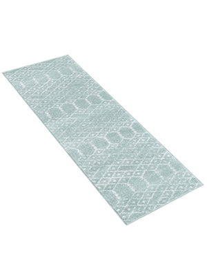 Aqua 2' x 8' Paxon Trellis Runner Area Rug Geometric Durable Stain Resistant Easy Clean Carpet for Modern Interior Home Decor for Sale at Rug Engine