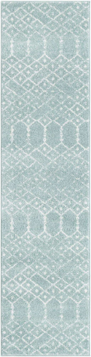 Aqua 2' x 8' Paxon Trellis Runner Area Rug Geometric Durable Stain Resistant Easy Clean Carpet for Modern Interior Home Decor for Sale at Rug Engine