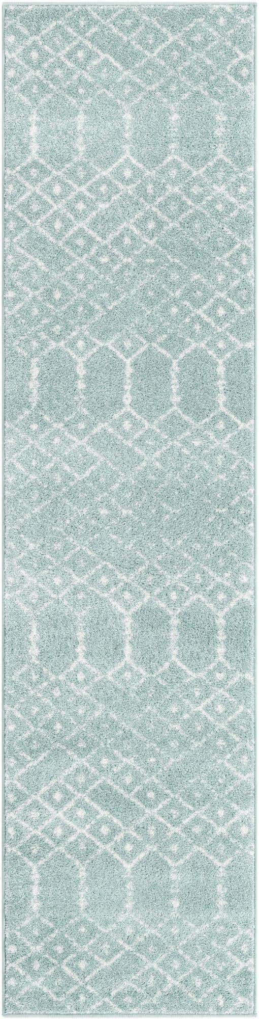 Aqua 2' x 8' Paxon Trellis Runner Area Rug Geometric Durable Stain Resistant Easy Clean Carpet for Modern Interior Home Decor for Sale at Rug Engine