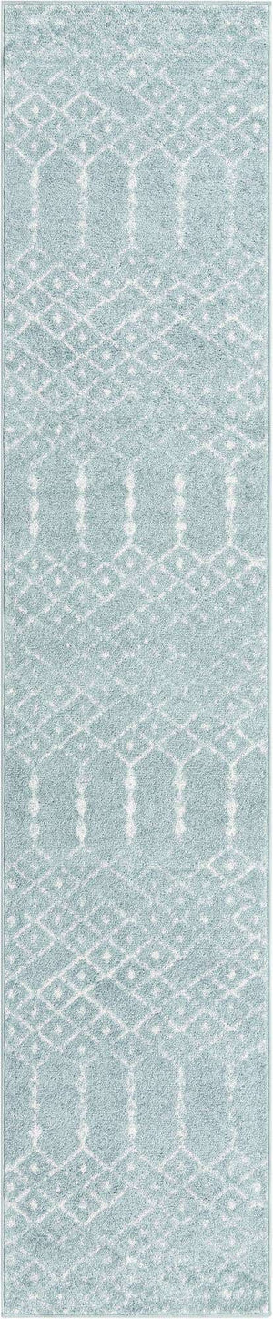 Aqua 2' x 9' 10 Paxon Trellis Runner Area Rug Geometric Durable Stain Resistant Easy Clean Carpet for Modern Interior Home Decor for Sale at Rug Engine