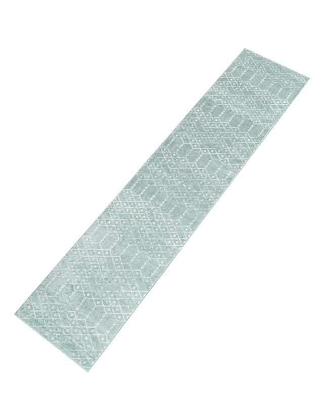 Aqua 2' 11 x 13' Paxon Trellis Runner Area Rug Geometric Durable Stain Resistant Easy Clean Carpet for Modern Interior Home Decor for Sale at Rug Engine