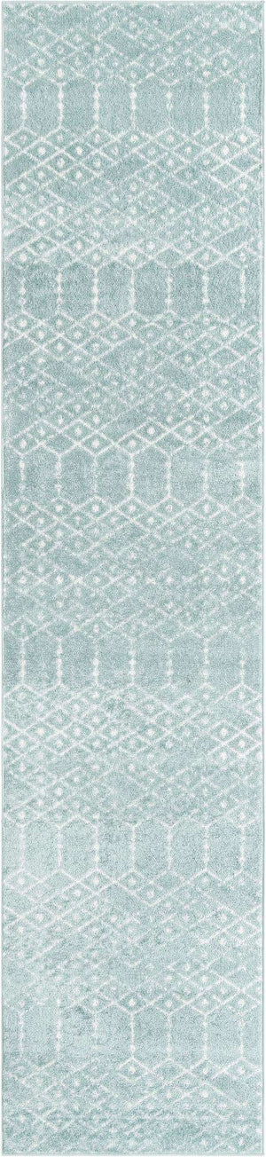 Aqua 2' 11 x 13' Paxon Trellis Runner Area Rug Geometric Durable Stain Resistant Easy Clean Carpet for Modern Interior Home Decor for Sale at Rug Engine