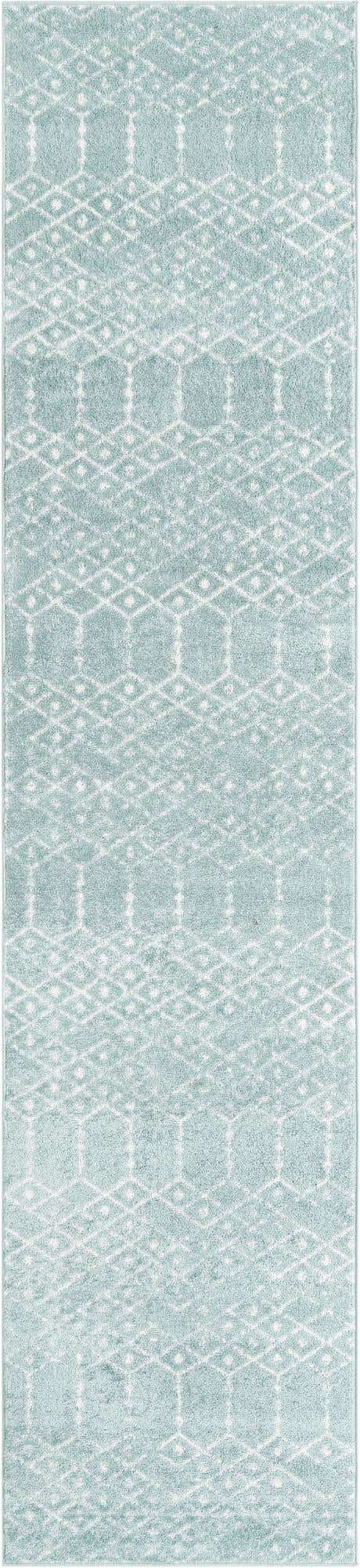 Aqua 2' 11 x 13' Paxon Trellis Runner Area Rug Geometric Durable Stain Resistant Easy Clean Carpet for Modern Interior Home Decor for Sale at Rug Engine