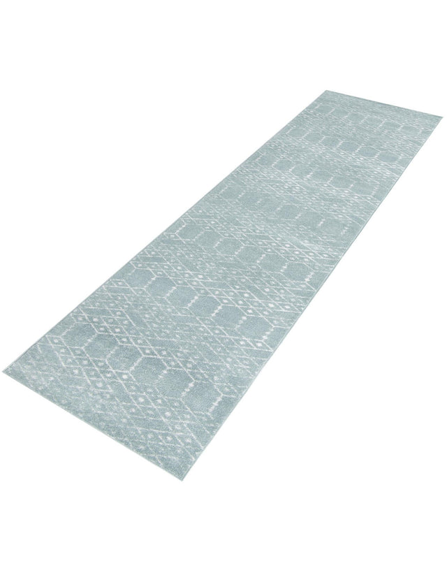 Aqua 2' 11 x 16' Paxon Trellis Runner Area Rug Geometric Durable Stain Resistant Easy Clean Carpet for Modern Interior Home Decor for Sale at Rug Engine