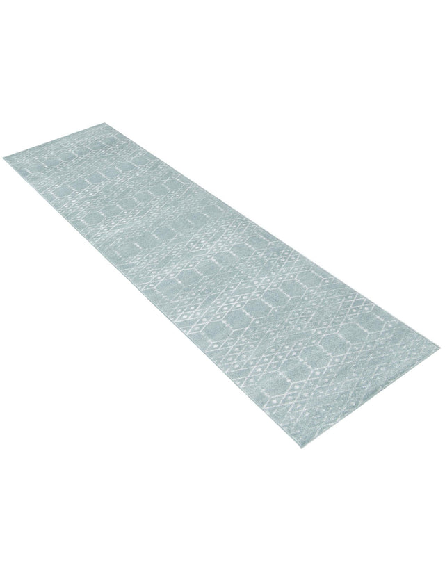Aqua 2' 11 x 16' Paxon Trellis Runner Area Rug Geometric Durable Stain Resistant Easy Clean Carpet for Modern Interior Home Decor for Sale at Rug Engine