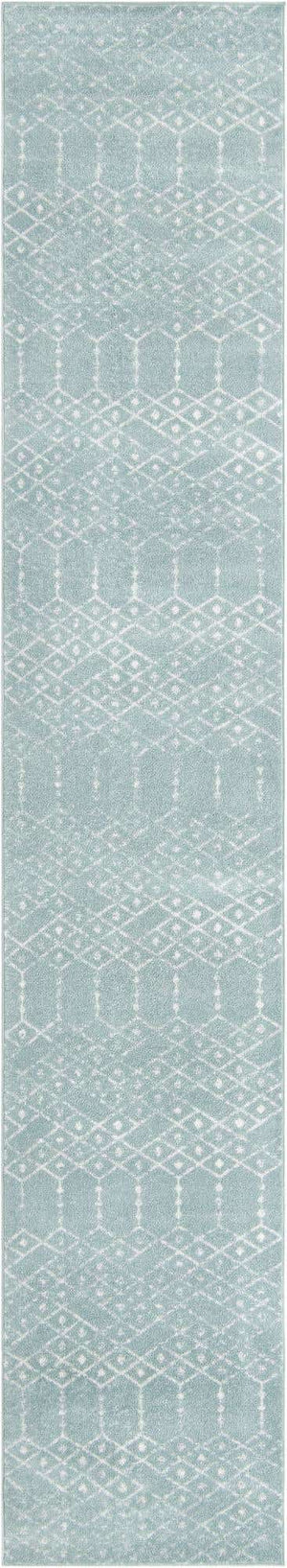 Aqua 2' 11 x 16' Paxon Trellis Runner Area Rug Geometric Durable Stain Resistant Easy Clean Carpet for Modern Interior Home Decor for Sale at Rug Engine