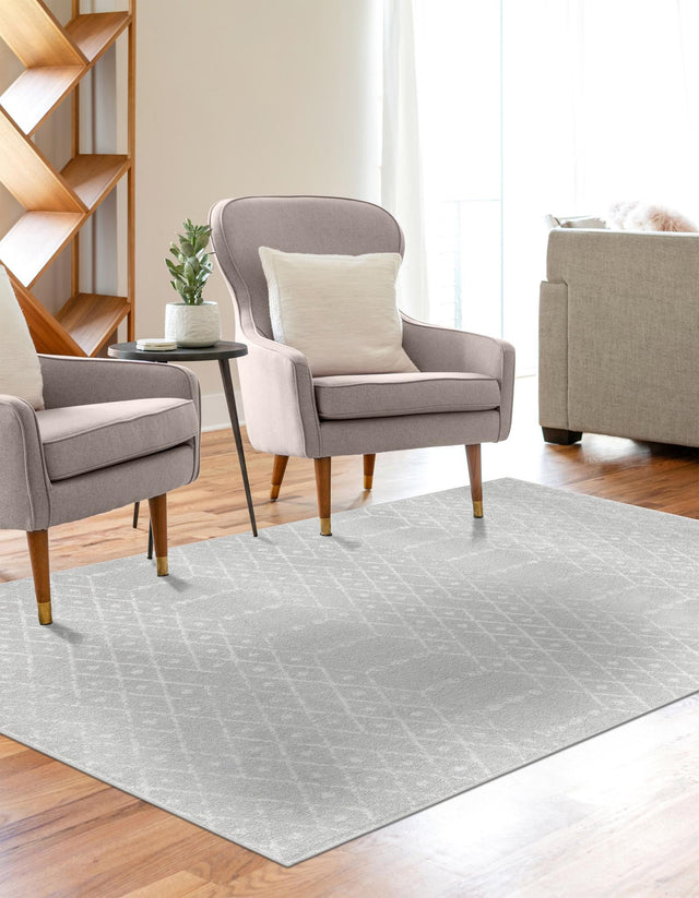 Light Gray 4' x 6' Paxon Trellis Rectangle Area Rug Geometric Durable Stain Resistant Easy Clean Carpet for Modern Interior Home Decor for Sale at Rug Engine
