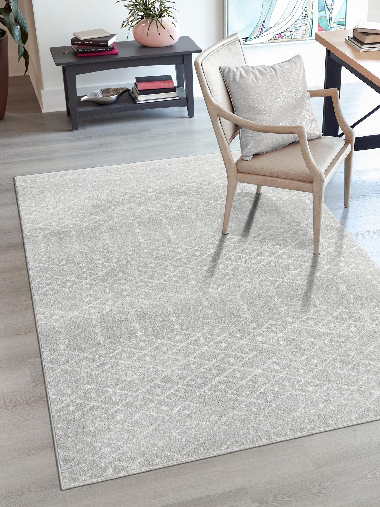 Light Gray 9' x 12' Paxon Trellis Rectangle Area Rug Geometric Durable Stain Resistant Easy Clean Carpet for Modern Interior Home Decor for Sale at Rug Engine