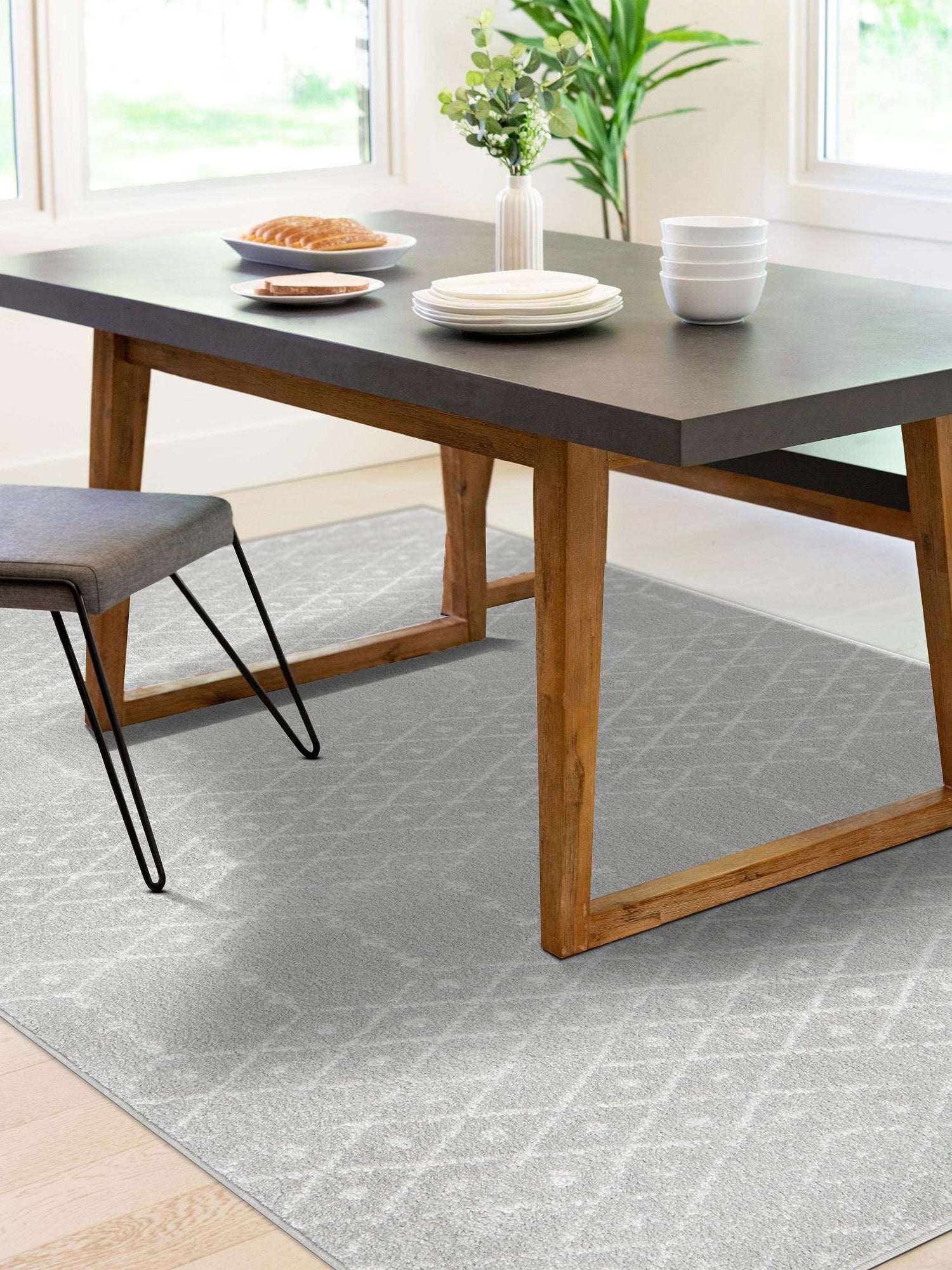 Light Gray 2' x 3' Paxon Trellis Rectangle Area Rug Geometric Durable Stain Resistant Easy Clean Carpet for Modern Interior Home Decor for Sale at Rug Engine