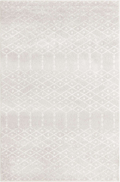 Light Gray 5' 3 x 8' Paxon Trellis Rectangle Area Rug Geometric Durable Stain Resistant Easy Clean Carpet for Modern Interior Home Decor for Sale at Rug Engine