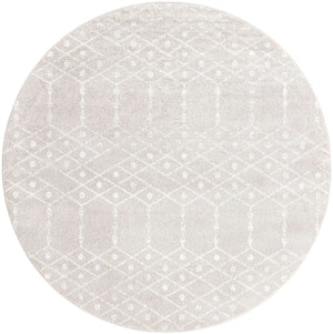 Light Gray 7' 10 x 7' 10 Paxon Trellis Round Area Rug Geometric Durable Stain Resistant Easy Clean Carpet for Modern Interior Home Decor for Sale at Rug Engine