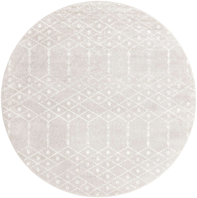 Light Gray 7' 10 x 7' 10 Paxon Trellis Round Area Rug Geometric Durable Stain Resistant Easy Clean Carpet for Modern Interior Home Decor for Sale at Rug Engine