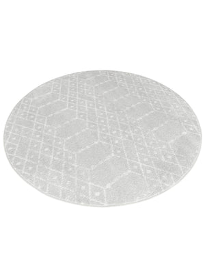 Light Gray 5' 3 x 5' 3 Paxon Trellis Round Area Rug Geometric Durable Stain Resistant Easy Clean Carpet for Modern Interior Home Decor for Sale at Rug Engine