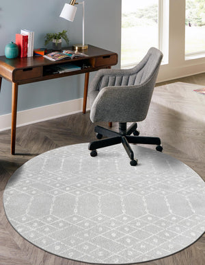 Light Gray 5' 3 x 5' 3 Paxon Trellis Round Area Rug Geometric Durable Stain Resistant Easy Clean Carpet for Modern Interior Home Decor for Sale at Rug Engine
