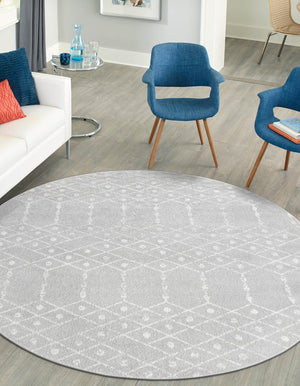 Light Gray 3' x 3' Paxon Trellis Round Area Rug Geometric Durable Stain Resistant Easy Clean Carpet for Modern Interior Home Decor for Sale at Rug Engine