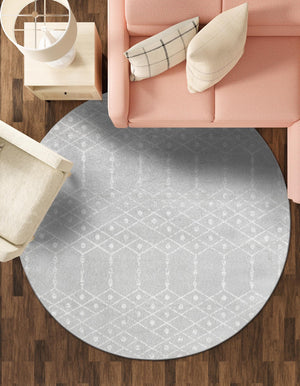 Light Gray 3' x 3' Paxon Trellis Round Area Rug Geometric Durable Stain Resistant Easy Clean Carpet for Modern Interior Home Decor for Sale at Rug Engine