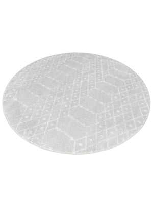 Light Gray 5' 3 x 5' 3 Paxon Trellis Round Area Rug Geometric Durable Stain Resistant Easy Clean Carpet for Modern Interior Home Decor for Sale at Rug Engine
