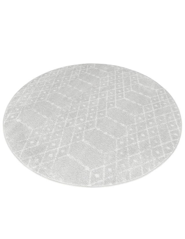 Light Gray 5' 3 x 5' 3 Paxon Trellis Round Area Rug Geometric Durable Stain Resistant Easy Clean Carpet for Modern Interior Home Decor for Sale at Rug Engine
