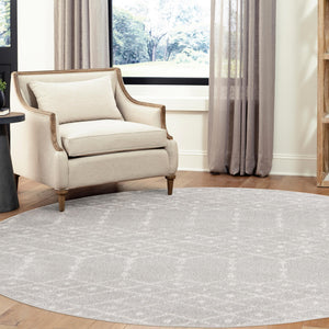 Light Gray 3' x 3' Paxon Trellis Round Area Rug Geometric Durable Stain Resistant Easy Clean Carpet for Modern Interior Home Decor for Sale at Rug Engine