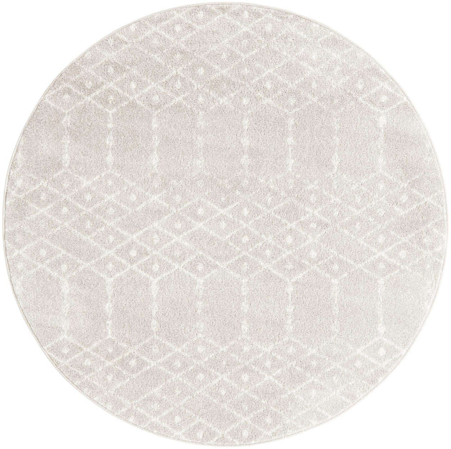 Light Gray 5' 3 x 5' 3 Paxon Trellis Round Area Rug Geometric Durable Stain Resistant Easy Clean Carpet for Modern Interior Home Decor for Sale at Rug Engine