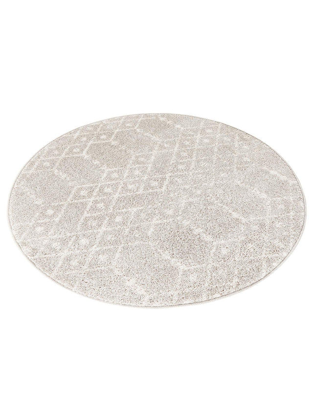 Light Gray 3' x 3' Paxon Trellis Round Area Rug Geometric Durable Stain Resistant Easy Clean Carpet for Modern Interior Home Decor for Sale at Rug Engine