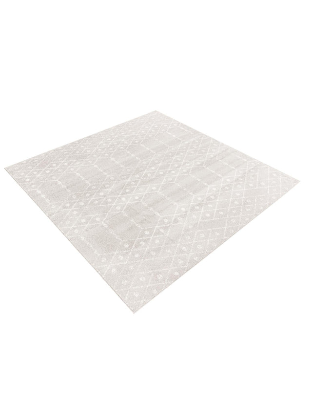 Light Gray 7' 10 x 7' 10 Paxon Trellis Square Area Rug Geometric Durable Stain Resistant Easy Clean Carpet for Modern Interior Home Decor for Sale at Rug Engine