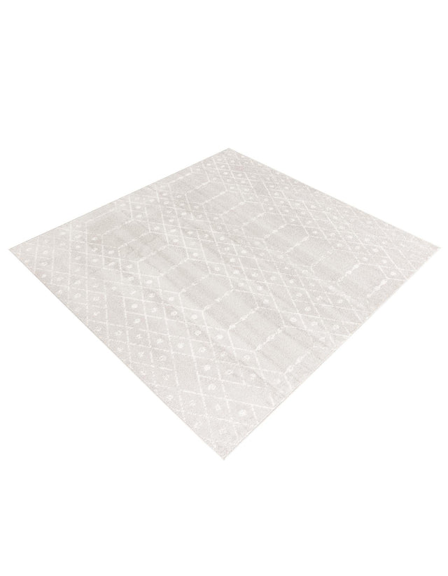 Light Gray 7' 10 x 7' 10 Paxon Trellis Square Area Rug Geometric Durable Stain Resistant Easy Clean Carpet for Modern Interior Home Decor for Sale at Rug Engine