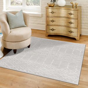Light Gray 7' 10 x 7' 10 Paxon Trellis Square Area Rug Geometric Durable Stain Resistant Easy Clean Carpet for Modern Interior Home Decor for Sale at Rug Engine