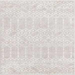 Light Gray 4' x 4' Paxon Trellis Square Area Rug Geometric Durable Stain Resistant Easy Clean Carpet for Modern Interior Home Decor for Sale at Rug Engine