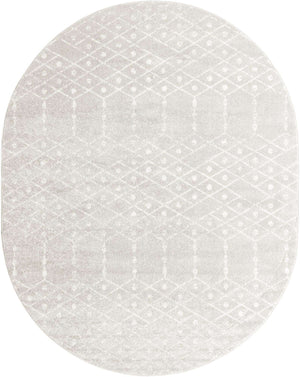 Light Gray 7' 10 x 10' Paxon Trellis Oval Area Rug Geometric Durable Stain Resistant Easy Clean Carpet for Modern Interior Home Decor for Sale at Rug Engine