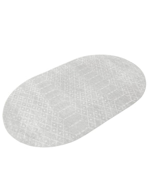 Light Gray 5' 3 x 8' Paxon Trellis Oval Area Rug Geometric Durable Stain Resistant Easy Clean Carpet for Modern Interior Home Decor for Sale at Rug Engine