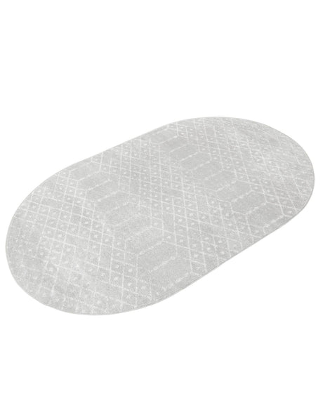 Light Gray 5' 3 x 8' Paxon Trellis Oval Area Rug Geometric Durable Stain Resistant Easy Clean Carpet for Modern Interior Home Decor for Sale at Rug Engine