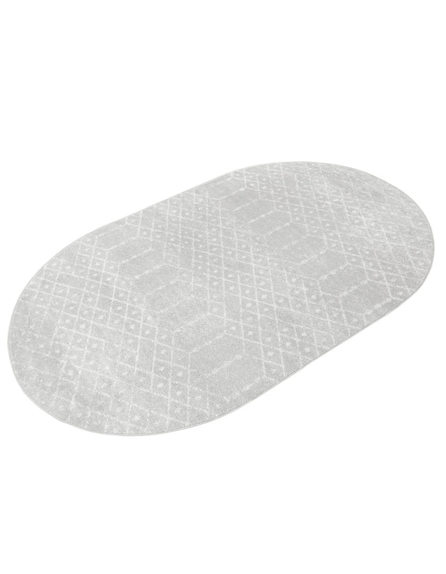 Light Gray 5' 3 x 8' Paxon Trellis Oval Area Rug Geometric Durable Stain Resistant Easy Clean Carpet for Modern Interior Home Decor for Sale at Rug Engine
