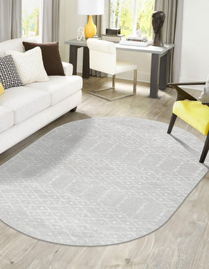 Light Gray 4' x 6' Paxon Trellis Oval Area Rug Geometric Durable Stain Resistant Easy Clean Carpet for Modern Interior Home Decor for Sale at Rug Engine