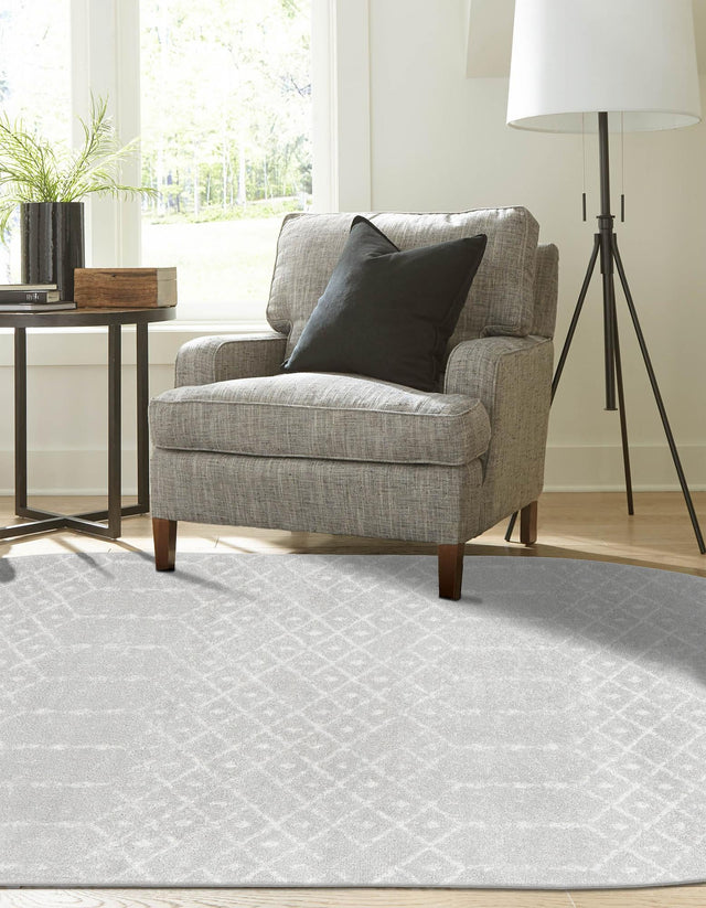 Light Gray 4' x 6' Paxon Trellis Oval Area Rug Geometric Durable Stain Resistant Easy Clean Carpet for Modern Interior Home Decor for Sale at Rug Engine