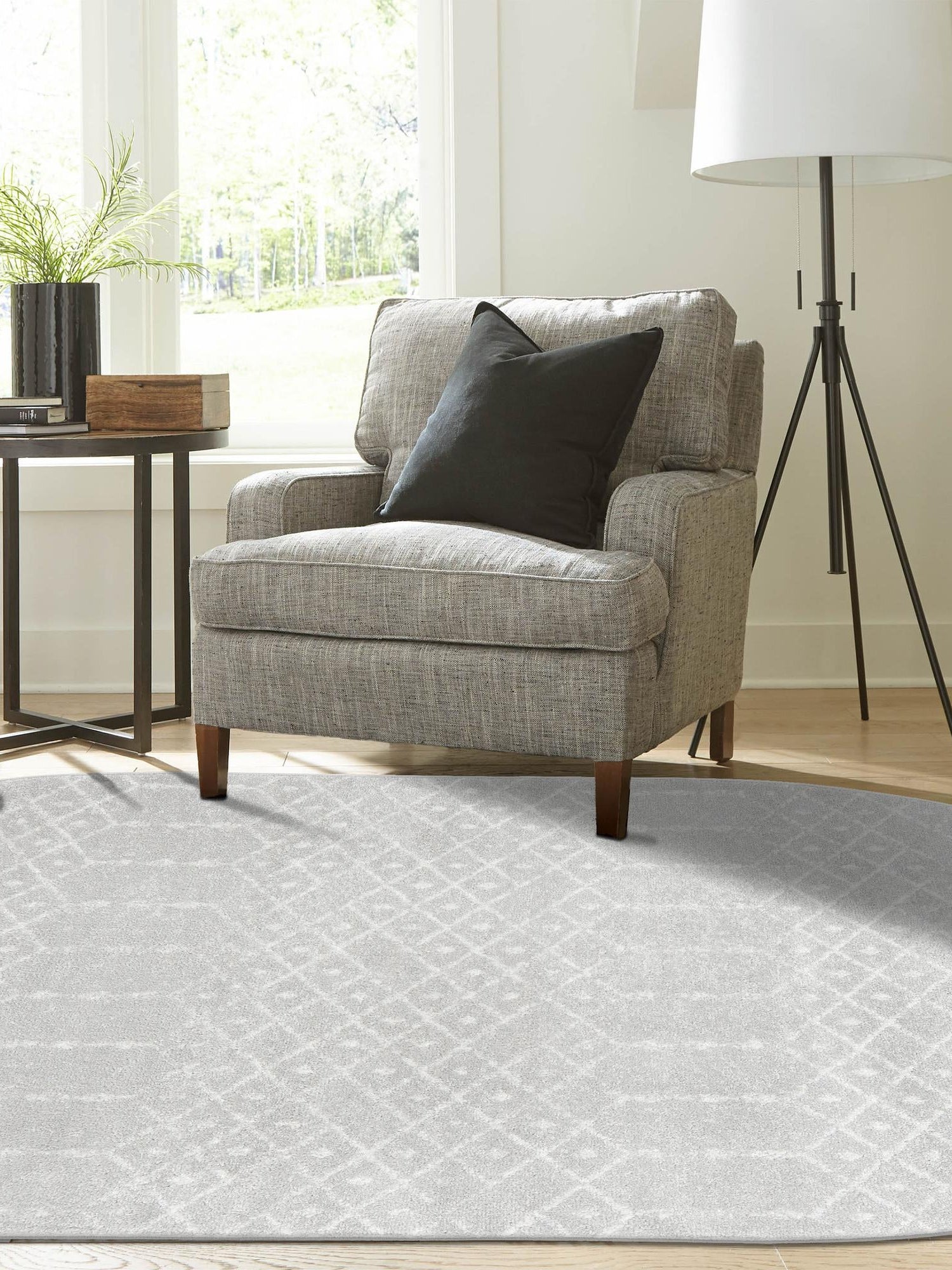 Light Gray 7' 10 x 10' Paxon Trellis Oval Area Rug Geometric Durable Stain Resistant Easy Clean Carpet for Modern Interior Home Decor for Sale at Rug Engine