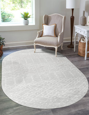 Light Gray 7' 10 x 10' Paxon Trellis Oval Area Rug Geometric Durable Stain Resistant Easy Clean Carpet for Modern Interior Home Decor for Sale at Rug Engine