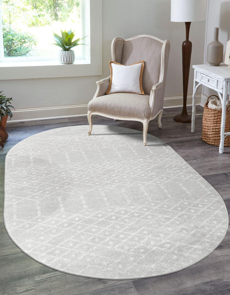 Light Gray 7' 10 x 10' Paxon Trellis Oval Area Rug Geometric Durable Stain Resistant Easy Clean Carpet for Modern Interior Home Decor for Sale at Rug Engine