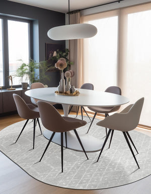 Light Gray 4' x 6' Paxon Trellis Oval Area Rug Geometric Durable Stain Resistant Easy Clean Carpet for Modern Interior Home Decor for Sale at Rug Engine