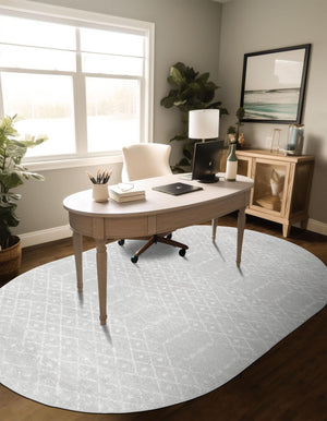 Light Gray 4' x 6' Paxon Trellis Oval Area Rug Geometric Durable Stain Resistant Easy Clean Carpet for Modern Interior Home Decor for Sale at Rug Engine