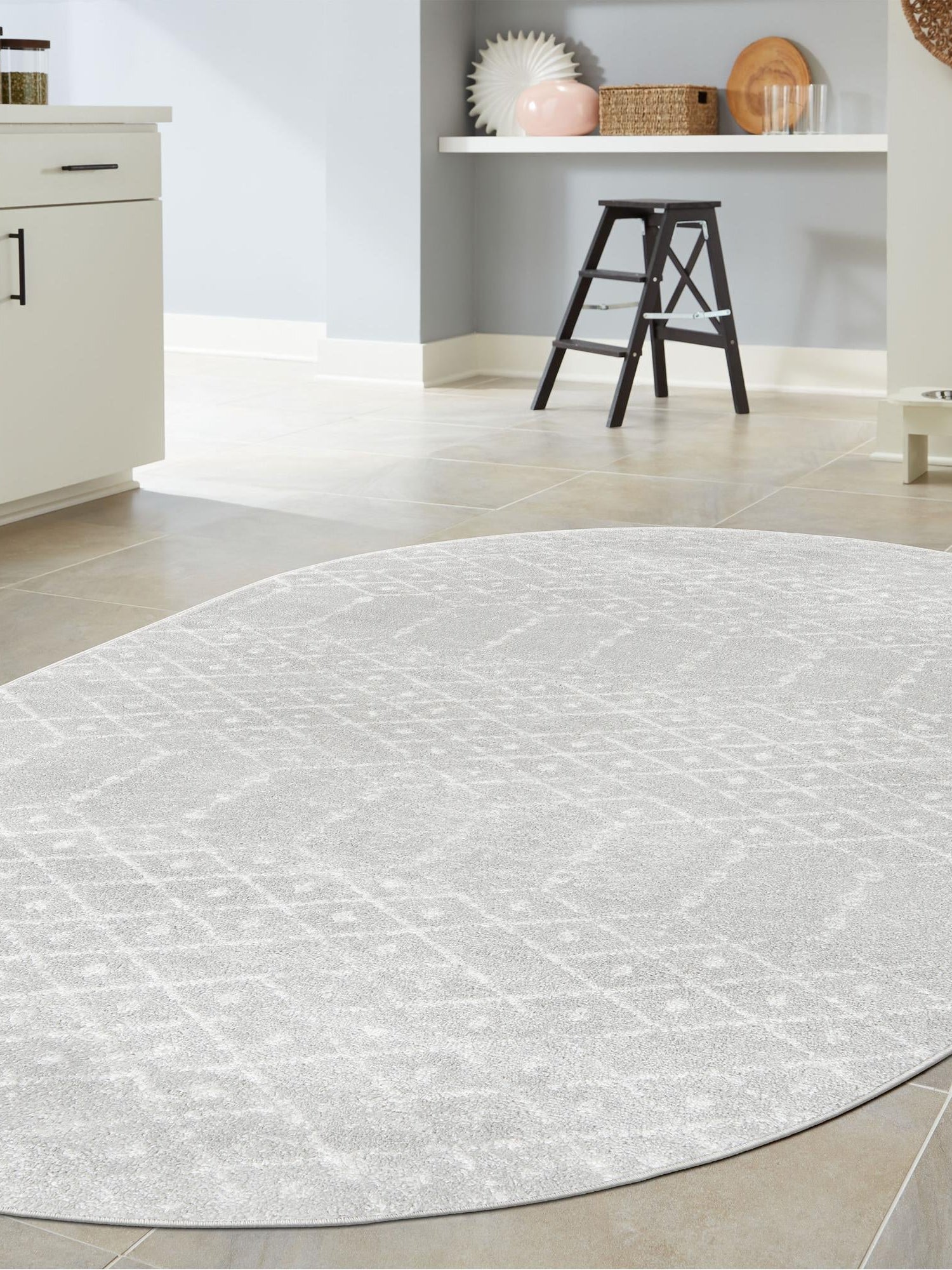 Light Gray 7' 10 x 10' Paxon Trellis Oval Area Rug Geometric Durable Stain Resistant Easy Clean Carpet for Modern Interior Home Decor for Sale at Rug Engine