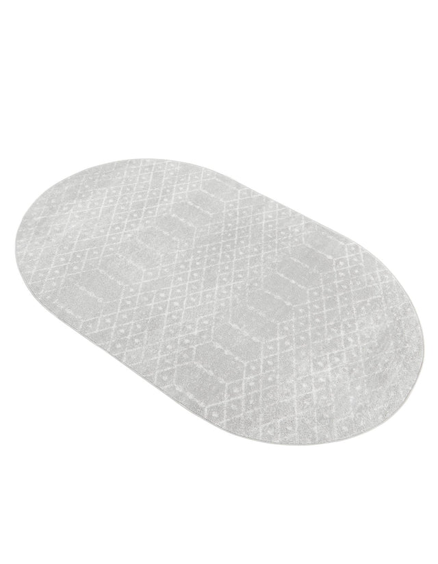 Light Gray 5' 3 x 8' Paxon Trellis Oval Area Rug Geometric Durable Stain Resistant Easy Clean Carpet for Modern Interior Home Decor for Sale at Rug Engine