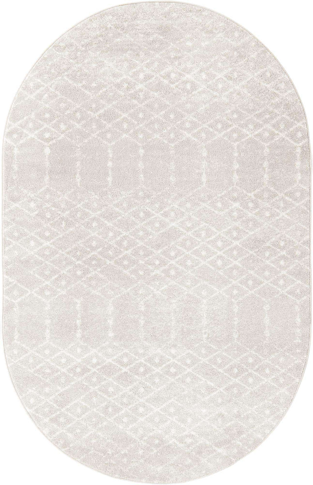 Light Gray 5' 3 x 8' Paxon Trellis Oval Area Rug Geometric Durable Stain Resistant Easy Clean Carpet for Modern Interior Home Decor for Sale at Rug Engine