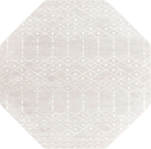Light Gray 7' 10 x 7' 10 Paxon Trellis Octagon Area Rug Geometric Durable Stain Resistant Easy Clean Carpet for Modern Interior Home Decor for Sale at Rug Engine