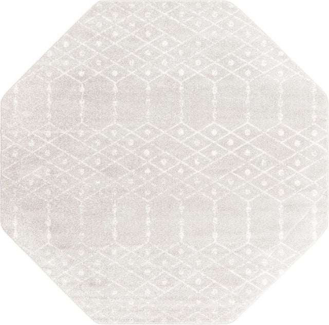 Light Gray 7' 10 x 7' 10 Paxon Trellis Octagon Area Rug Geometric Durable Stain Resistant Easy Clean Carpet for Modern Interior Home Decor for Sale at Rug Engine